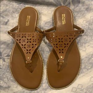 Michael Kors Chestnut Leather Sandals Size 8.5